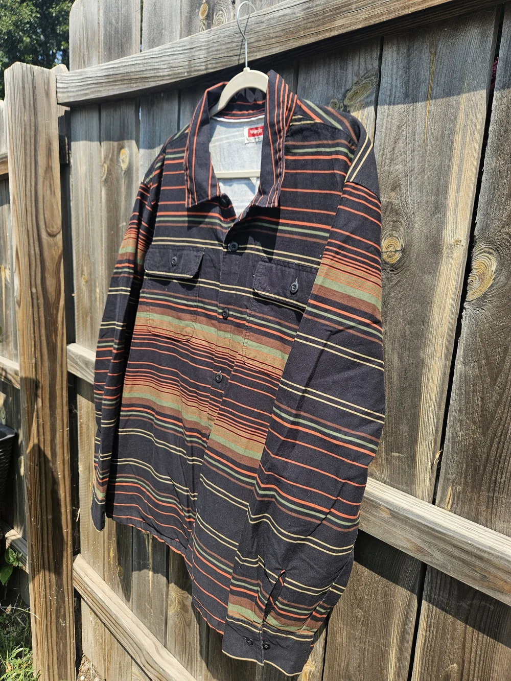 Wrangler Barn Shirt Jacket Men 2XL Button Down Pocket Light Western Cotton Aztec